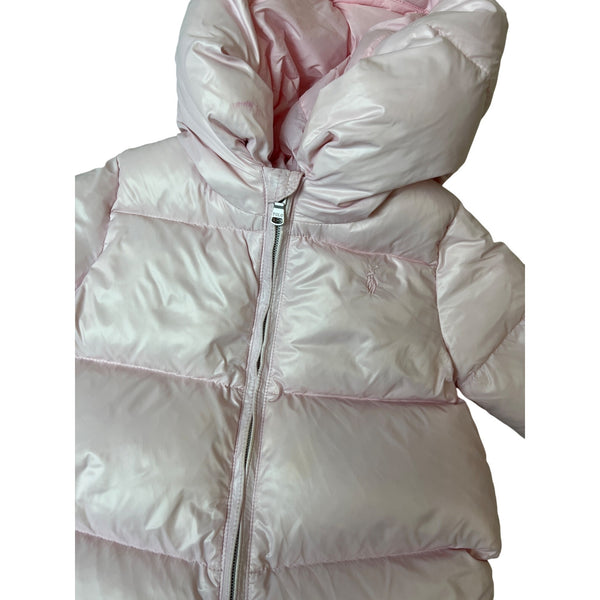 Ralph Lauren Baby Pink Puffer Snowsuit With Mittens & Booties Size 3M