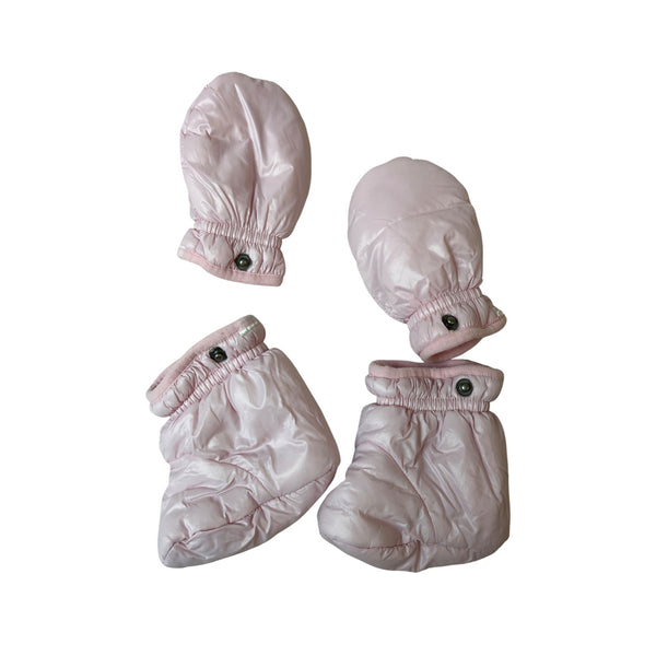 Ralph Lauren Baby Pink Puffer Snowsuit With Mittens & Booties Size 3M