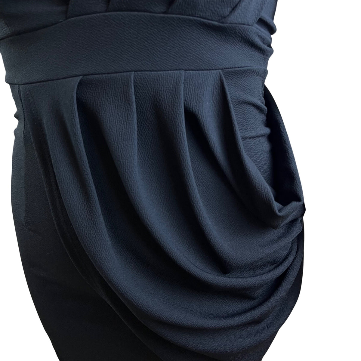 Fashion to Figure One Shoulder Black Dress Womens Draped Knee-Length Size 1X