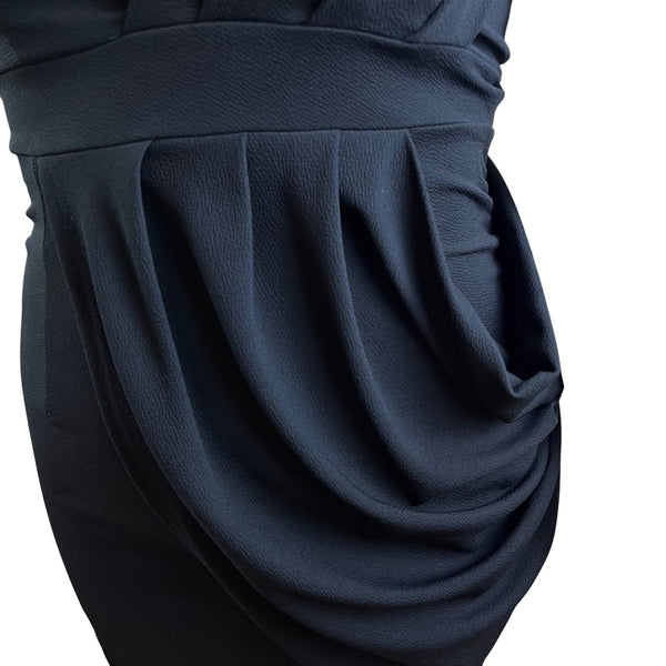 Fashion to Figure One Shoulder Black Dress Womens Draped Knee-Length Size 1X