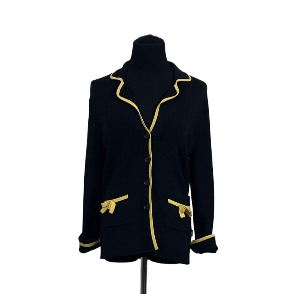 BCBG Maxazria Women's Yellow-Lined Black Blazer Sz M