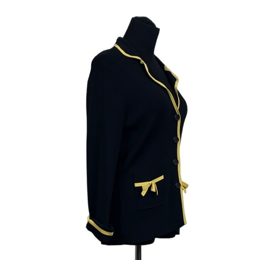 BCBG Maxazria Women's Yellow-Lined Black Blazer Sz M