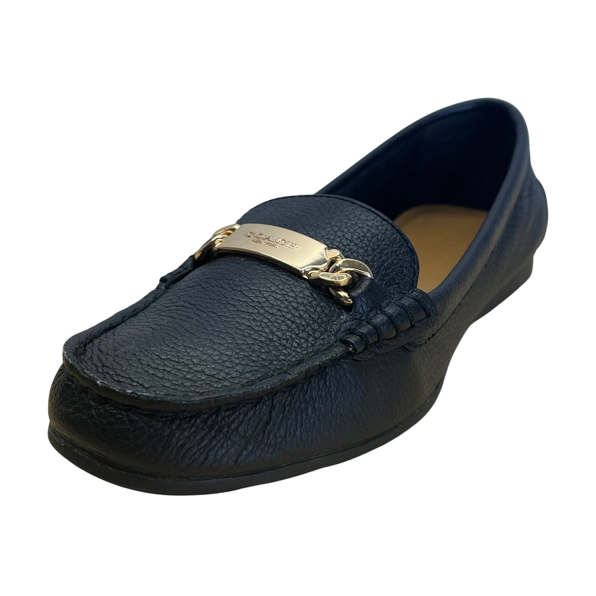 Coach New York Women’s Black Leather Gold Hardware Olive Loafers Size 6.5B