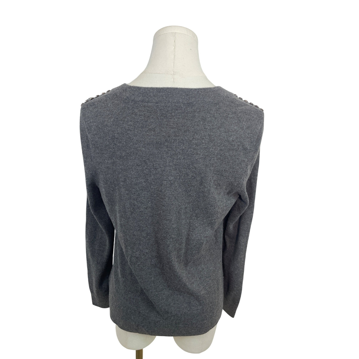 Talbots Petites Gray Beaded Cardigan Sweater With Hook Closure Size SP - New