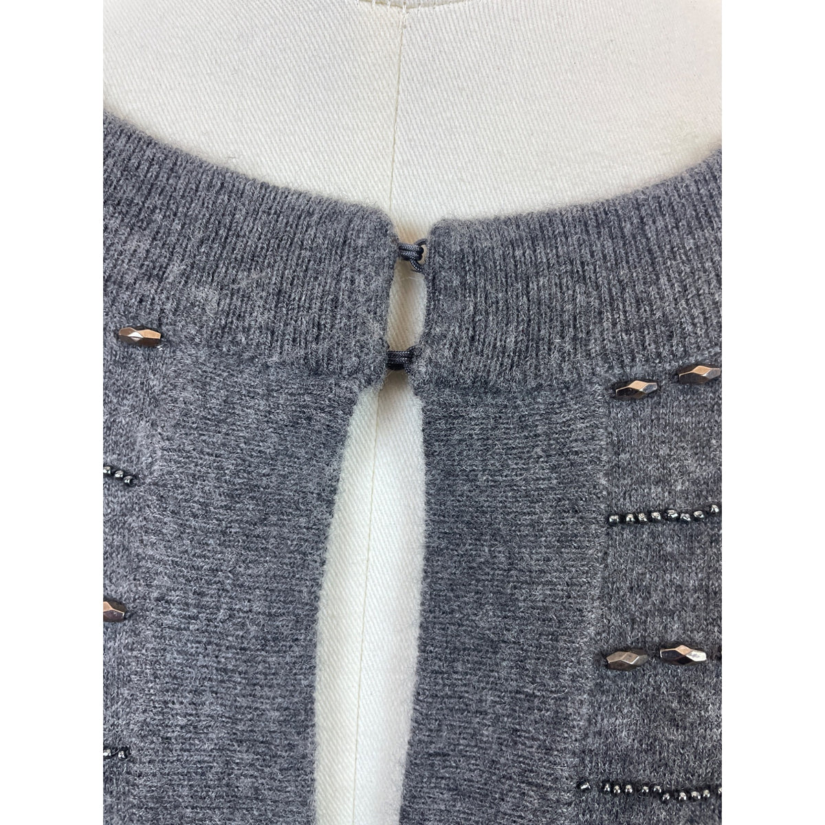 Talbots Petites Gray Beaded Cardigan Sweater With Hook Closure Size SP - New