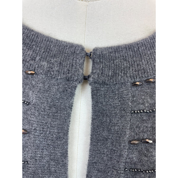 Talbots Petites Gray Beaded Cardigan Sweater With Hook Closure Size SP - New