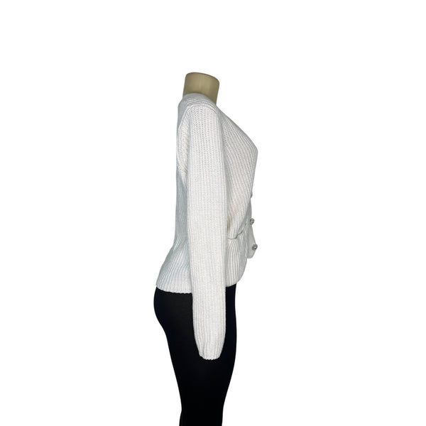 Marc New York White Knit Button-Up Cardigan Size XS