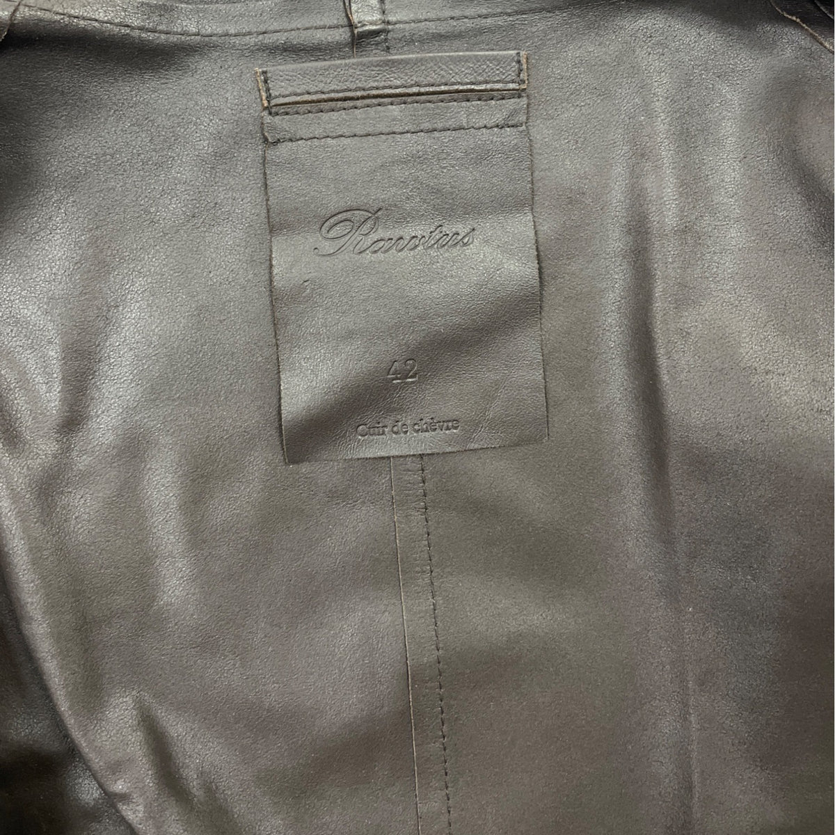 Rarutus Womens Brown Leather Open Front Jacket With Waterfall Collar Sz 42