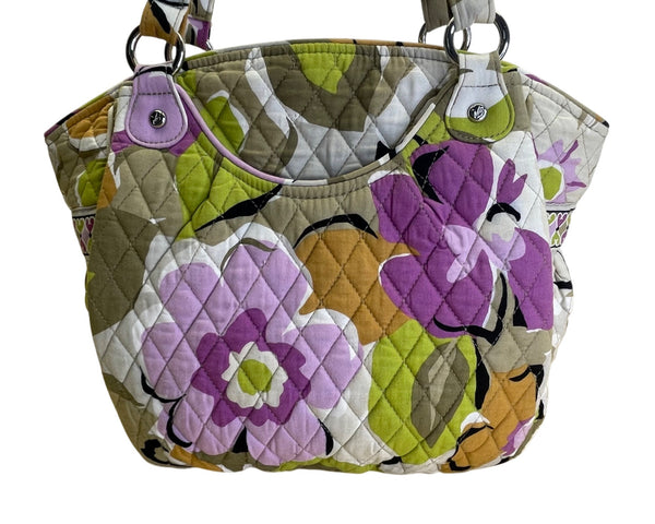 Vera Bradley Quilted Floral Print Zipper Closure & Interior Pockets Tote Bag