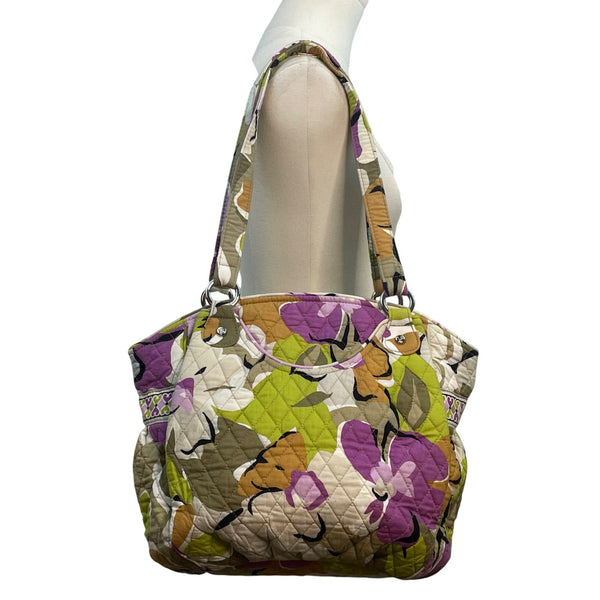 Vera Bradley Quilted Floral Print Zipper Closure & Interior Pockets Tote Bag