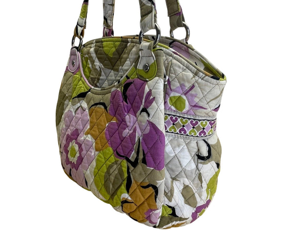 Vera Bradley Quilted Floral Print Zipper Closure & Interior Pockets Tote Bag