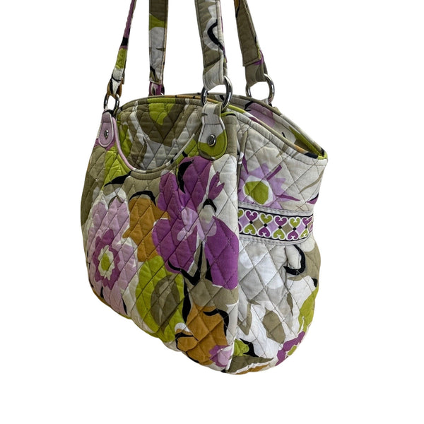 Vera Bradley Quilted Floral Print Zipper Closure & Interior Pockets Tote Bag