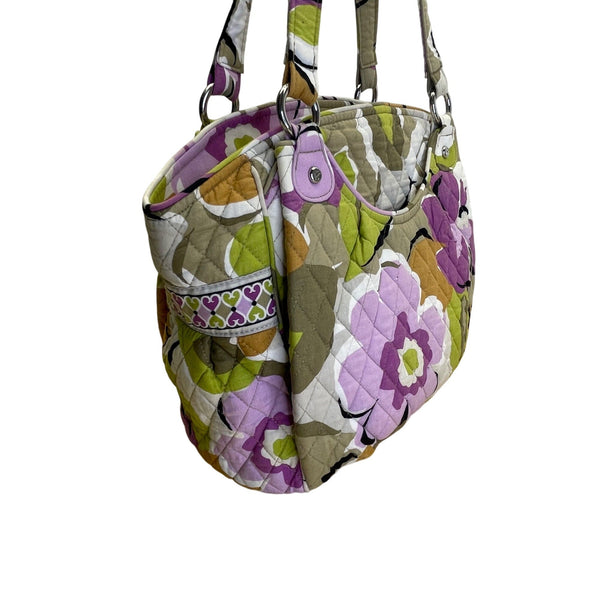 Vera Bradley Quilted Floral Print Zipper Closure & Interior Pockets Tote Bag