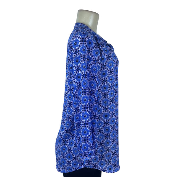 Banana Republic Womens Blue Floral-Print Long-Sleeve Blouse  Size S