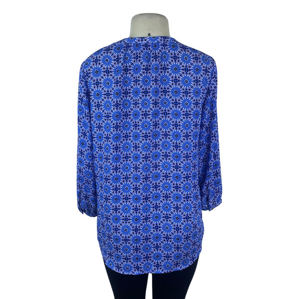 Banana Republic Womens Blue Floral-Print Long-Sleeve Blouse  Size S