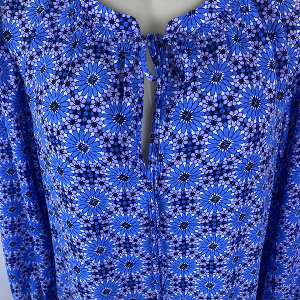 Banana Republic Womens Blue Floral-Print Long-Sleeve Blouse  Size S