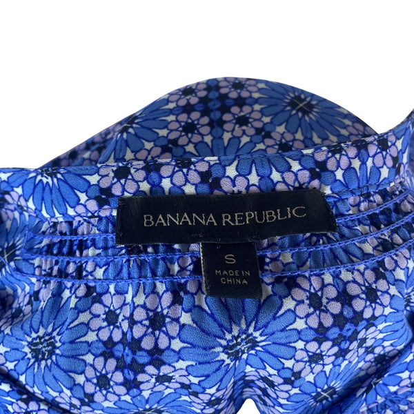 Banana Republic Womens Blue Floral-Print Long-Sleeve Blouse  Size S