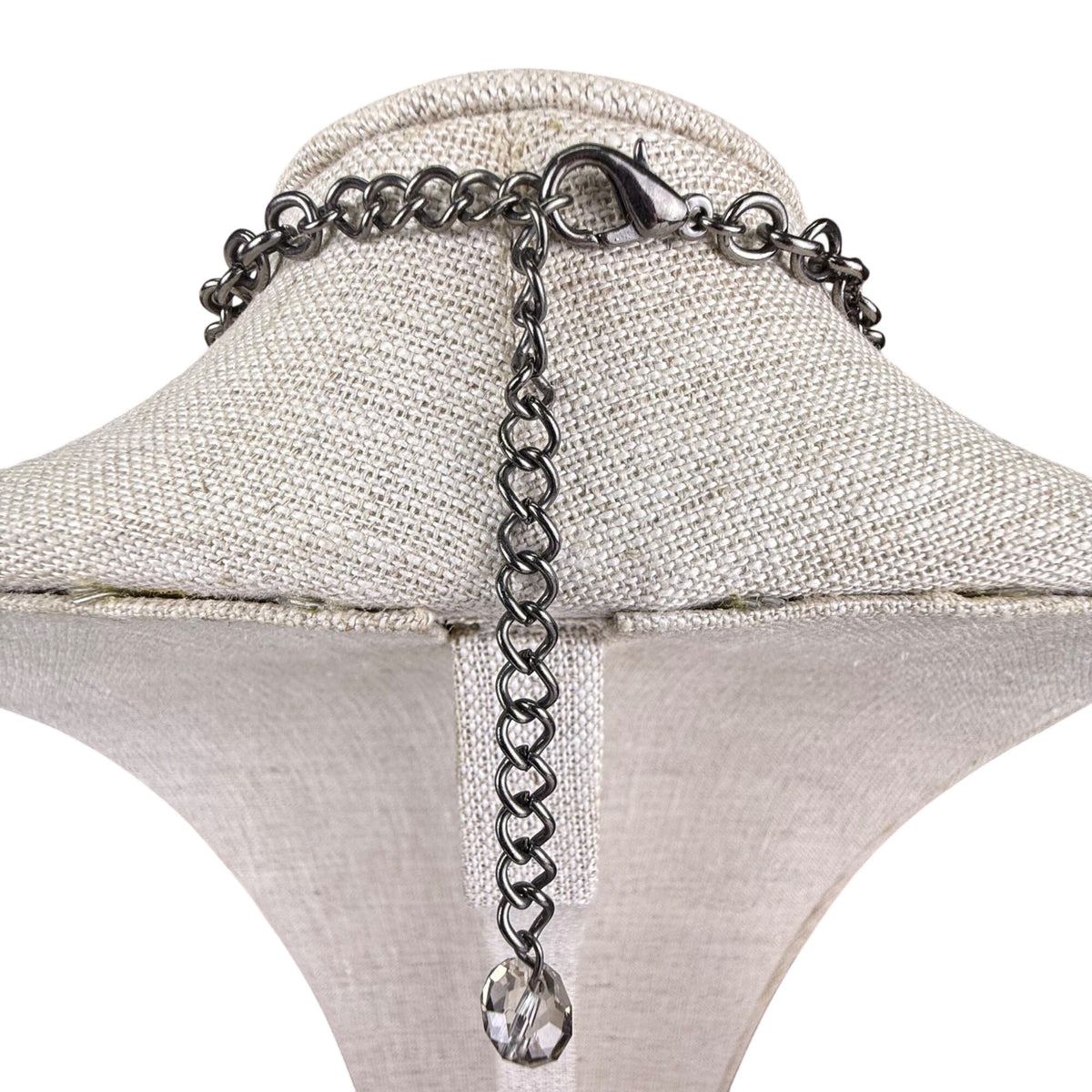 Statement Choker Necklace Women Black Chain Crystal Bead Dramatic Cluster Adjustable