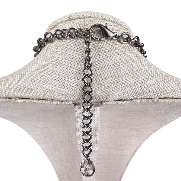 Statement Choker Necklace Women Black Chain Crystal Bead Dramatic Cluster Adjustable