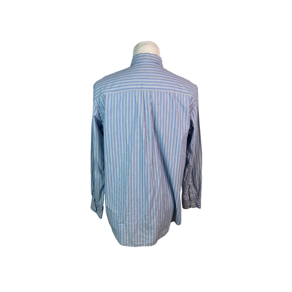 Club Room Mens Blue Striped Soft Washed Cotton Shirt Classic Fit Size L - New