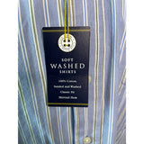 Club Room Mens Blue Striped Soft Washed Cotton Shirt Classic Fit Size L - New