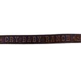 Cry Baby Ranch Embossed Leather Belt With Floral Design & Brass Buckle