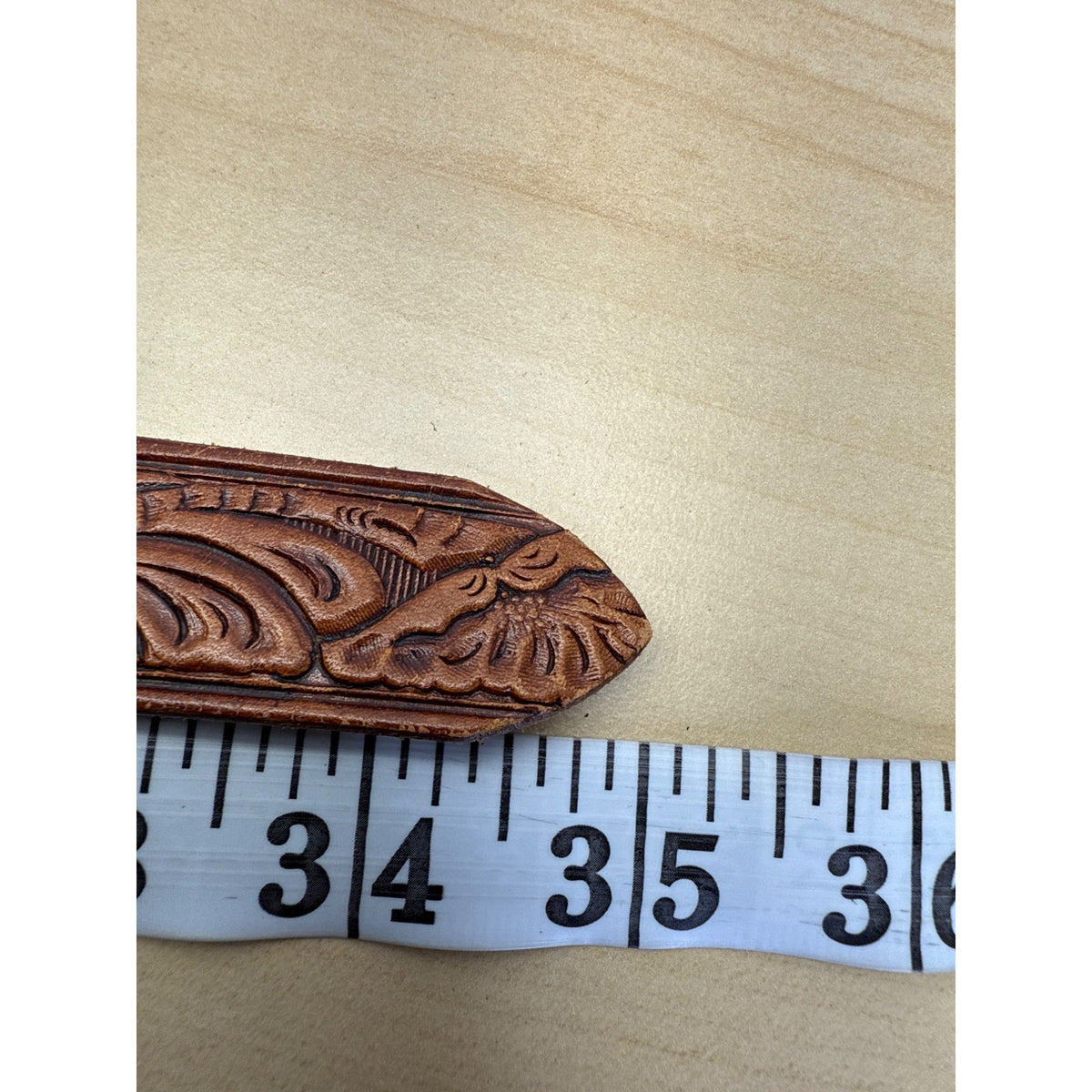 Cry Baby Ranch Embossed Leather Belt With Floral Design & Brass Buckle
