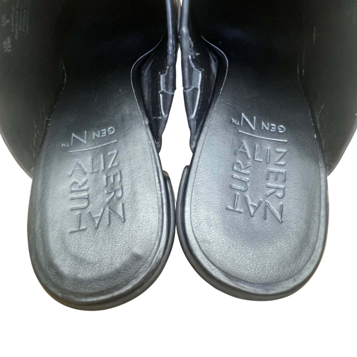 Naturalizer Women’s Black Leather Block Heel Slip-On Gen N Mules Size 10M