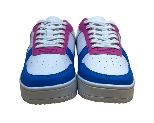 Time & Tru Women’s White Blue & Pink Custom Memory Foam Platform Sneakers Size 9