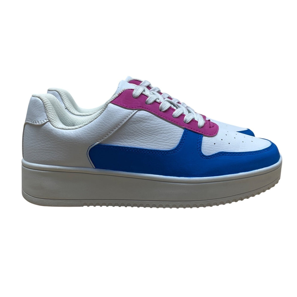 Time & Tru Women’s White Blue & Pink Custom Memory Foam Platform Sneakers Size 9