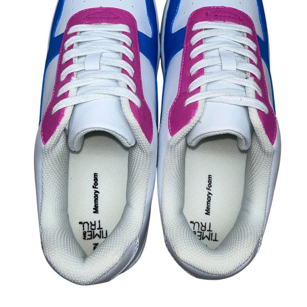 Time & Tru Women’s White Blue & Pink Custom Memory Foam Platform Sneakers Size 9