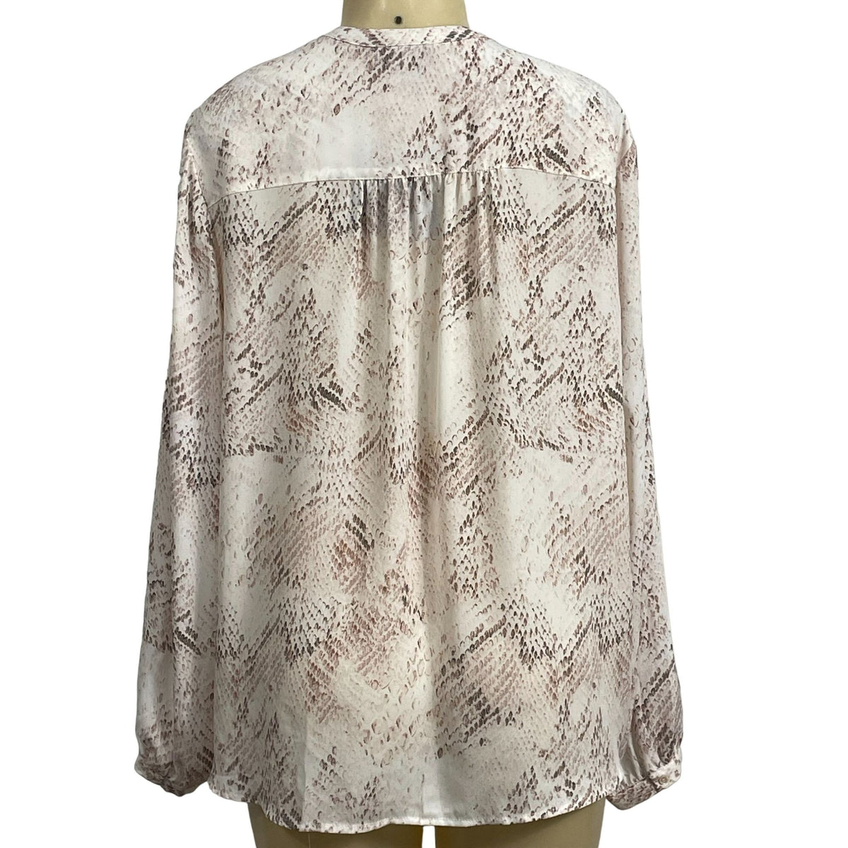 Cynthia Rowley Womens Snake Print Blouse XL Long Sleeve Button-Down Polyester Beige & Brown New
