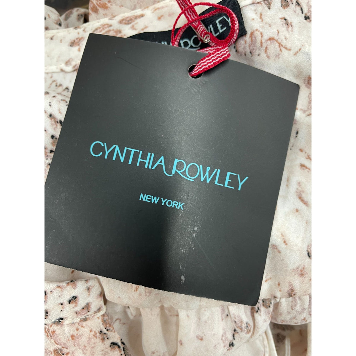 Cynthia Rowley Womens Snake Print Blouse XL Long Sleeve Button-Down Polyester Beige & Brown New