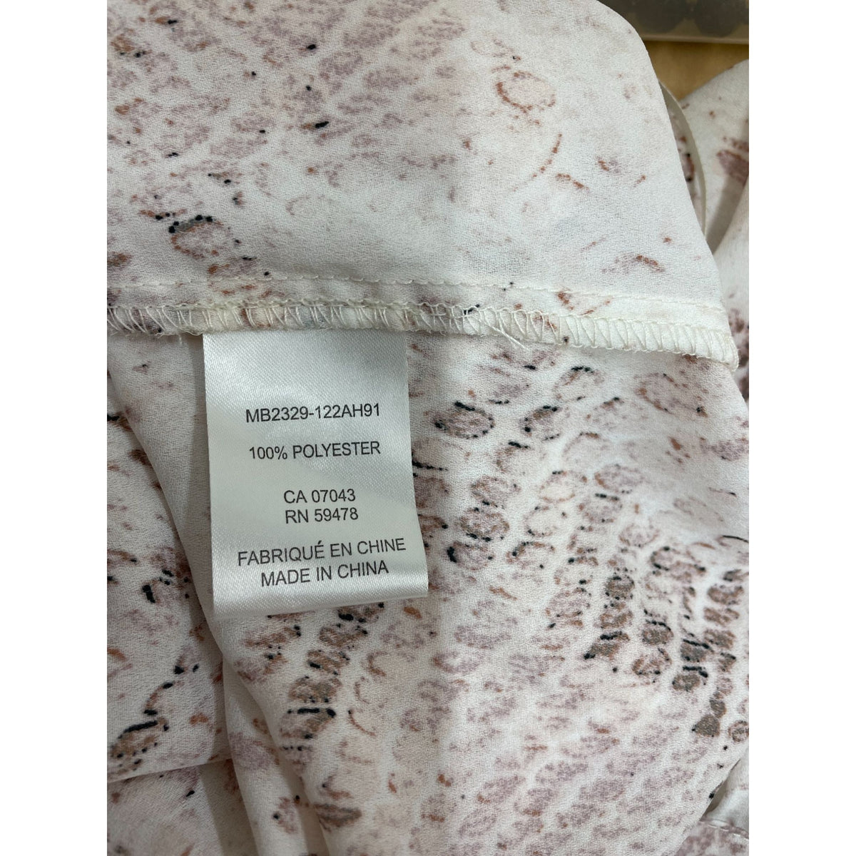 Cynthia Rowley Womens Snake Print Blouse XL Long Sleeve Button-Down Polyester Beige & Brown New