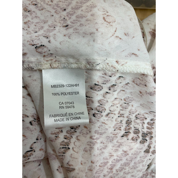 Cynthia Rowley Womens Snake Print Blouse XL Long Sleeve Button-Down Polyester Beige & Brown New