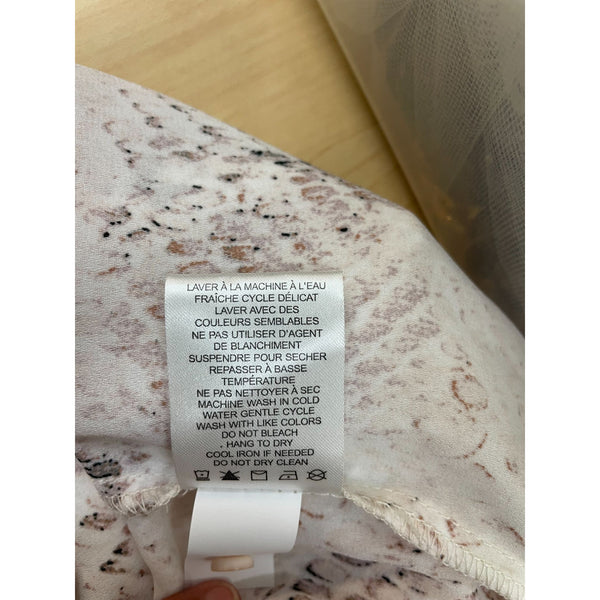 Cynthia Rowley Womens Snake Print Blouse XL Long Sleeve Button-Down Polyester Beige & Brown New