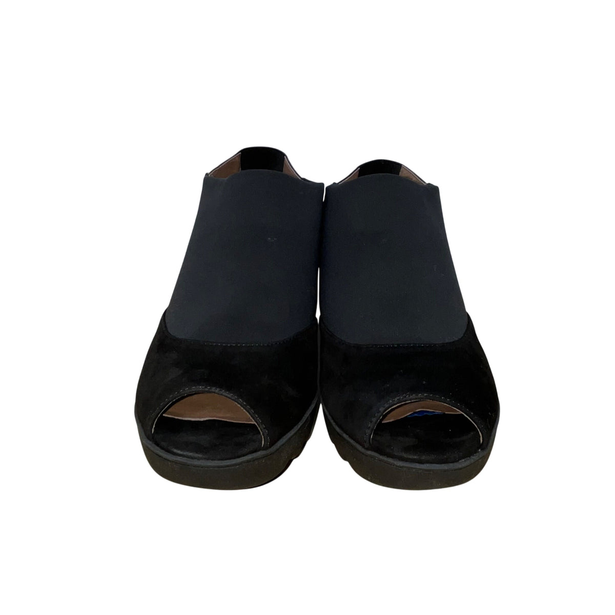 Donald J Pliner Women’s Black Peep Toe Leather Mynne Wedge Sandals Size 8.5M