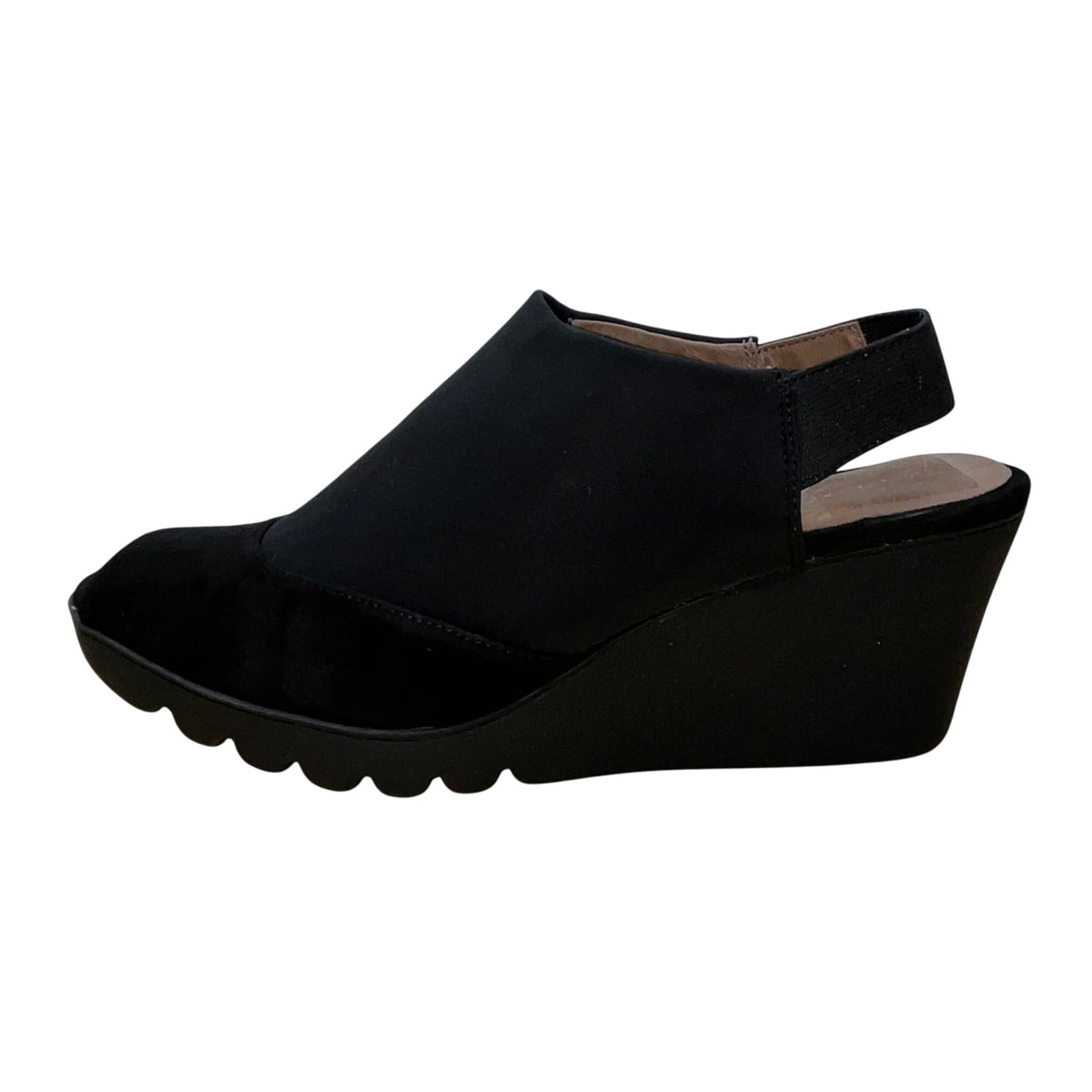 Donald J Pliner Women’s Black Peep Toe Leather Mynne Wedge Sandals Size 8.5M