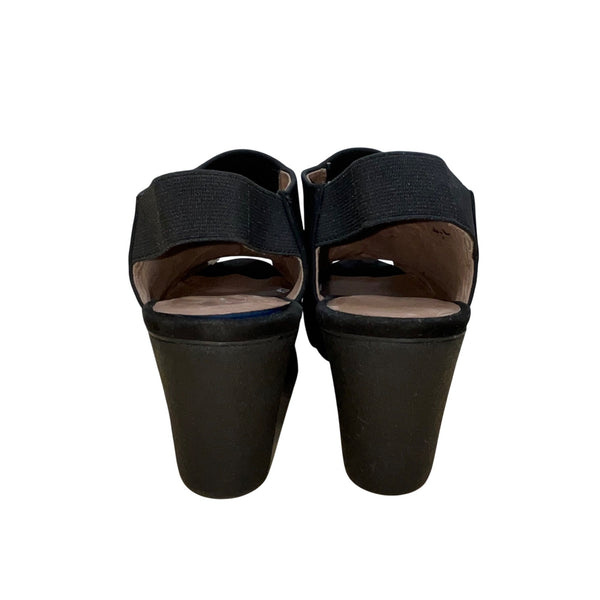 Donald J Pliner Women’s Black Peep Toe Leather Mynne Wedge Sandals Size 8.5M