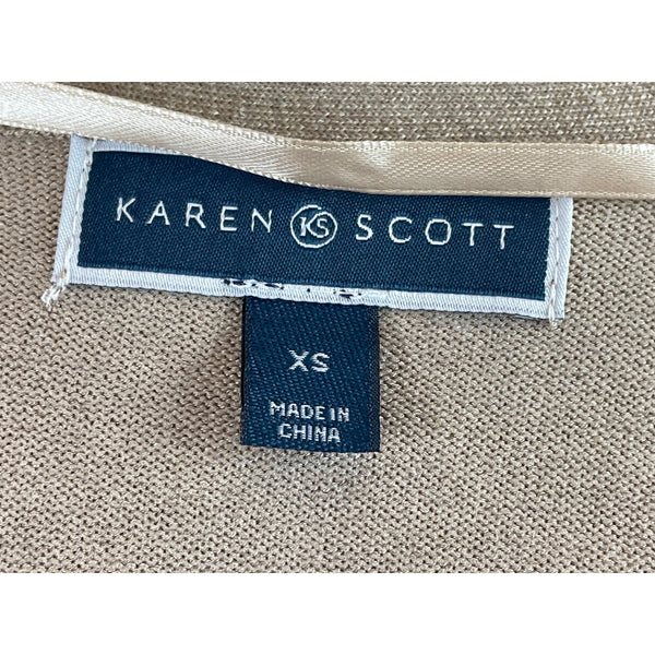 Karen Scott Womens Open-Front Cardigan Sweater Tan Long Sleeve Size XS - New