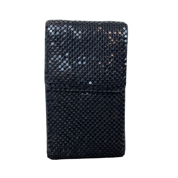 Black Metal Mesh Key Lace Adhesive Back Closure Wallet Clutch Size S