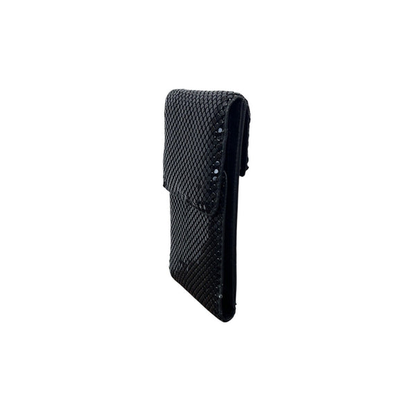 Black Metal Mesh Key Lace Adhesive Back Closure Wallet Clutch Size S