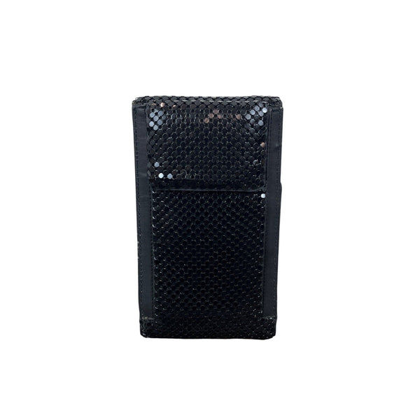 Black Metal Mesh Key Lace Adhesive Back Closure Wallet Clutch Size S