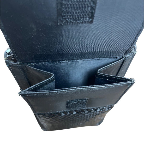 Black Metal Mesh Key Lace Adhesive Back Closure Wallet Clutch Size S