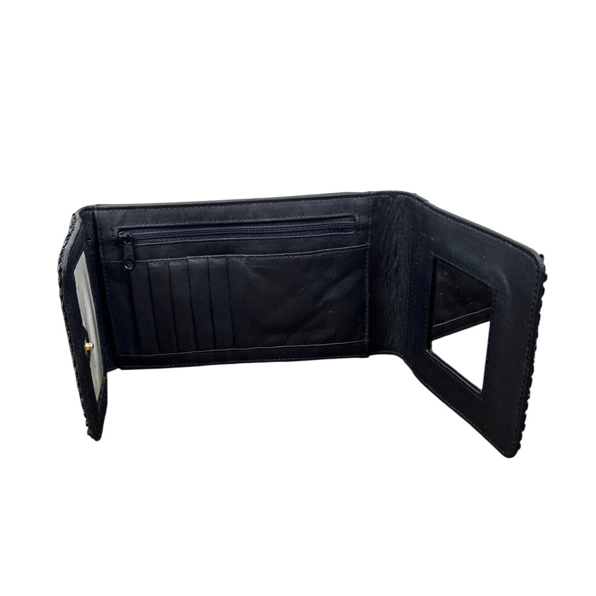 Black Metal Mesh Key Lace Adhesive Back Closure Wallet Clutch Size S