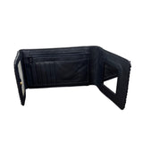 Black Metal Mesh Key Lace Adhesive Back Closure Wallet Clutch Size S