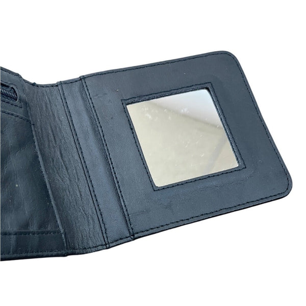 Black Metal Mesh Key Lace Adhesive Back Closure Wallet Clutch Size S