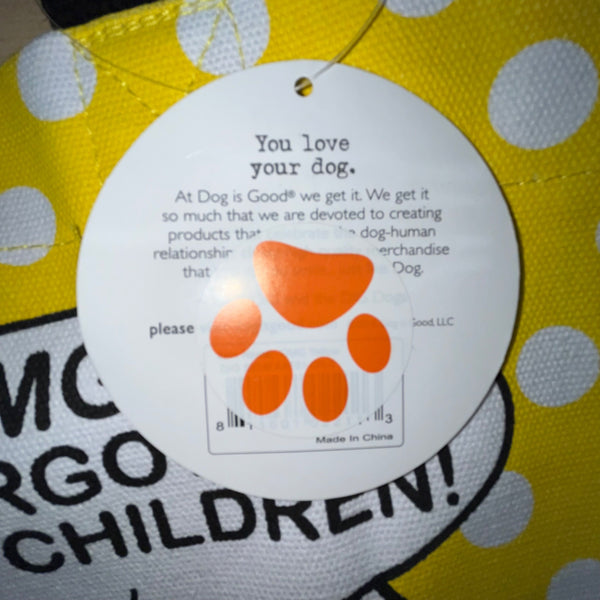 Dog Is Good Women’s Yellow White Polka Dot Canvas "OMG" Graphic Print Tote Bag