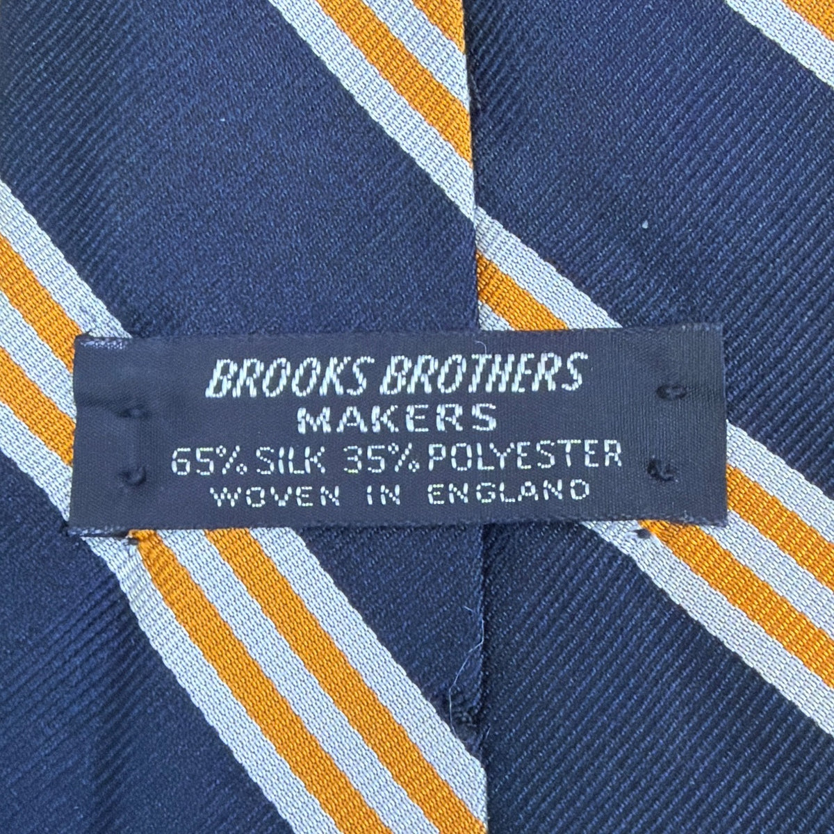 Vintage Brooks Brothers Navy Silk/Polyester Striped Tie Blue/Gold