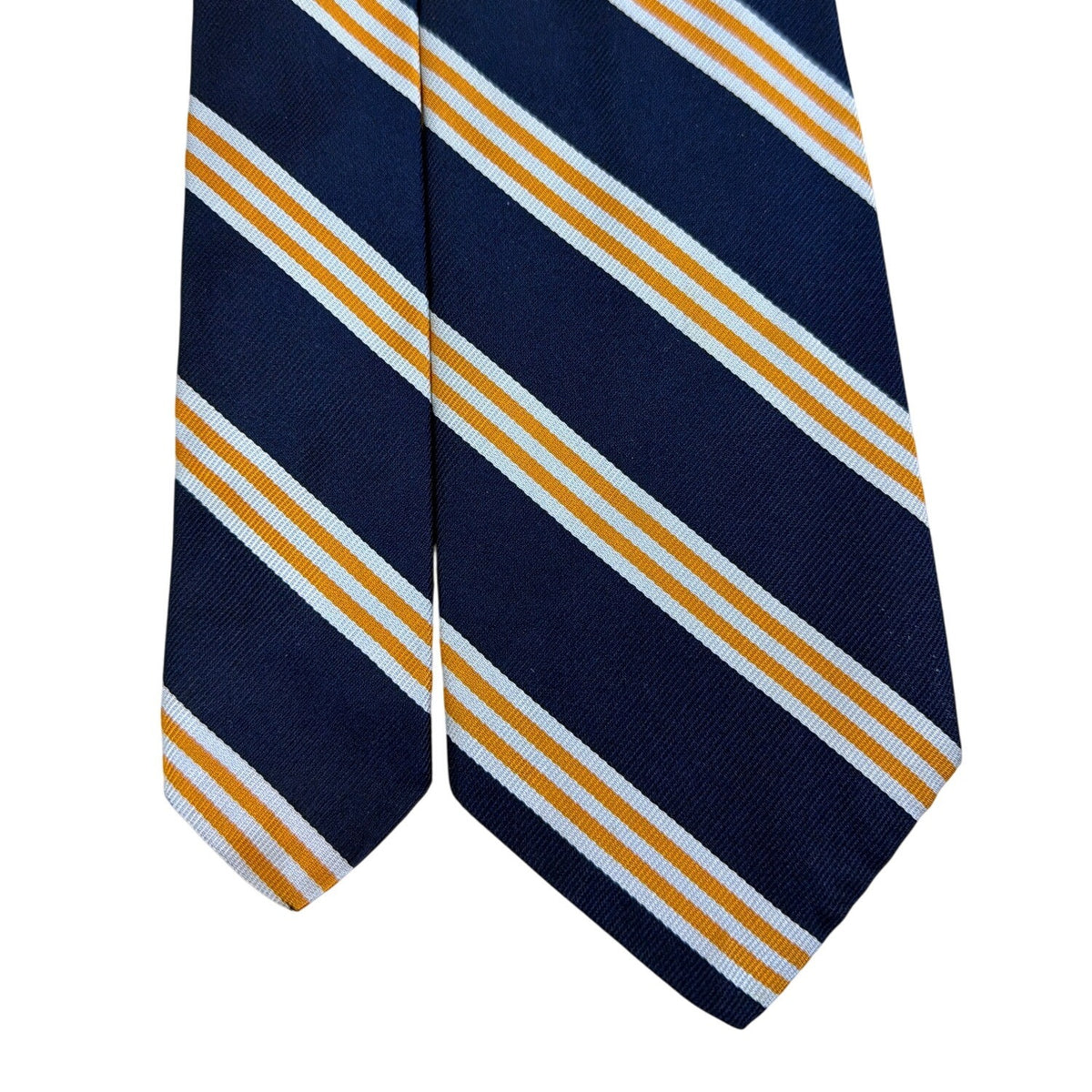 Vintage Brooks Brothers Navy Silk/Polyester Striped Tie Blue/Gold